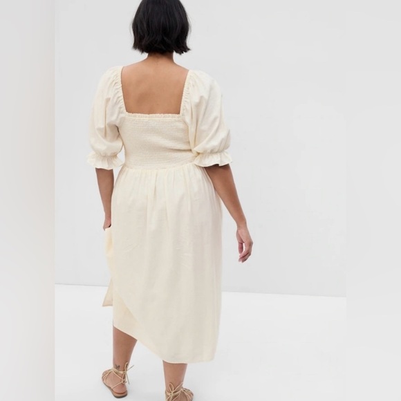 Gap Milk Maid Midi Dress XL Puff Sleeves Buttercup Yellow - Picture 9 of 11